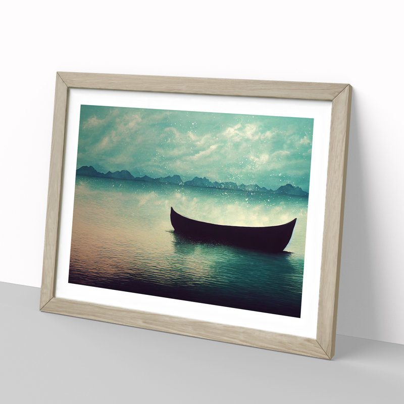 Boat Splashed Vol.1 - Single Picture Frame Painting, 25cm H x 34cm W x 2cm D, Oak Framed