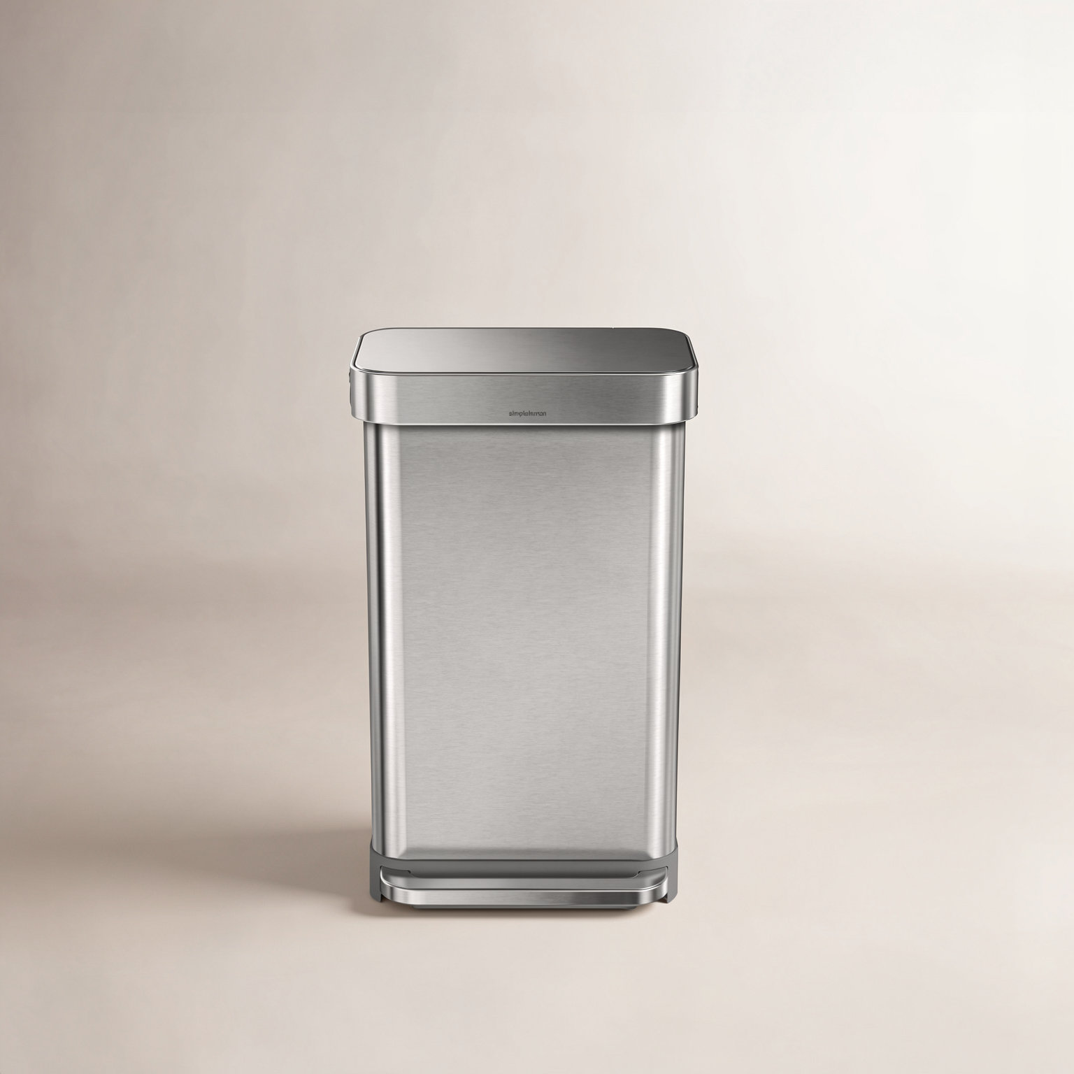 simplehuman 12gal Rectangular Step-On Can, Brushed