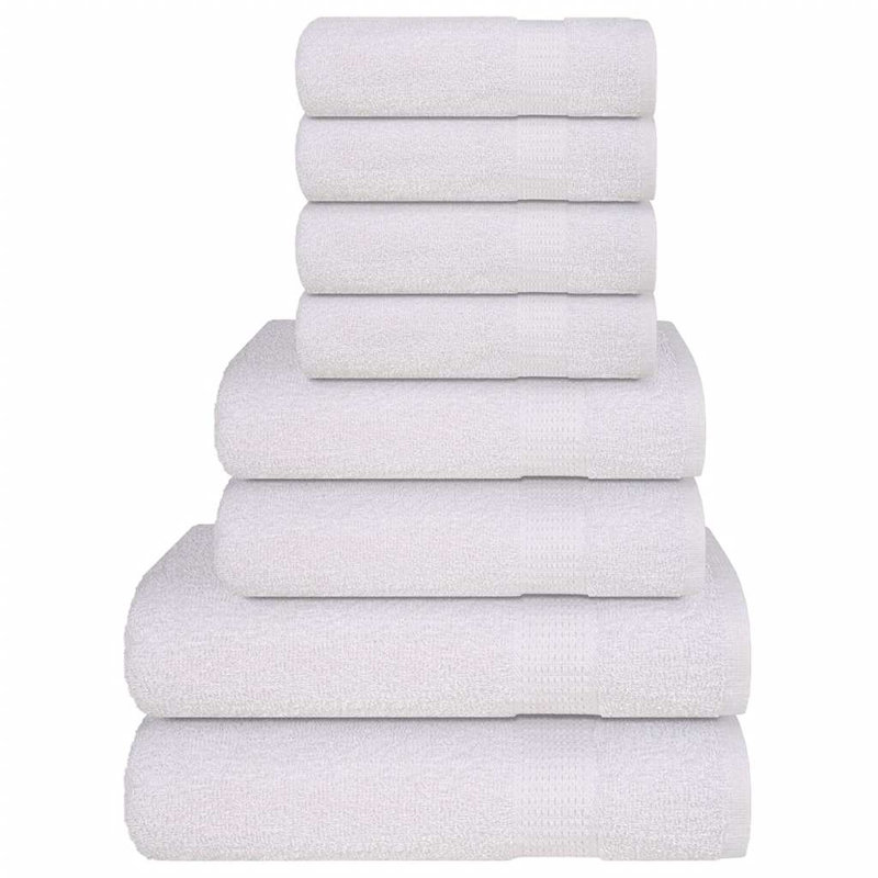 Towel Set 360 Gsm 100% Cotton, White, 8 Piece Towel Set