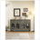 Buffet Farmhouse Buffet, bois vieilli avec 3 tiroirs, 4 portes en verre et tablettes pour un rangement et une présentation polyvalents
