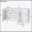 Élégante armoire de salle à manger courbée avec bordure dorée et portes en rotin tissé-1238785982