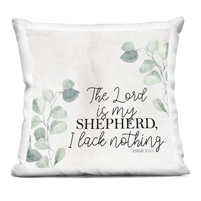 Coussin décoratif imprimé "The Lord Script with Eucalyptus", par Kim Allen