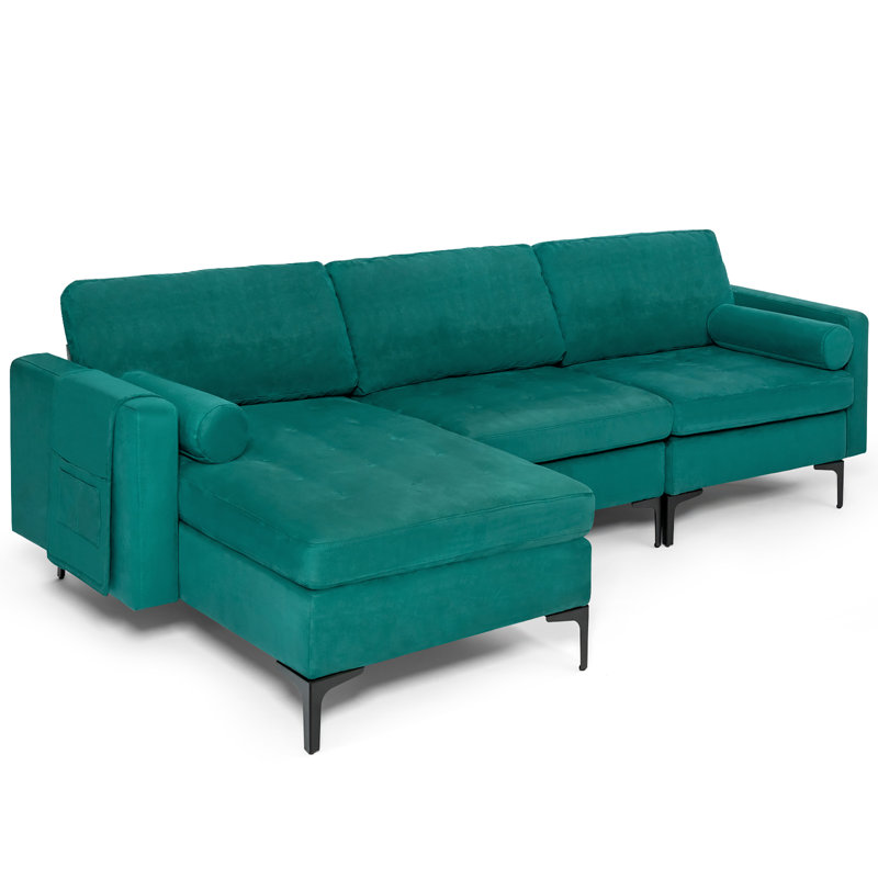 Canapé et chaise modulaire réversible en cuir véritable de 97 po de largeur Dectrick