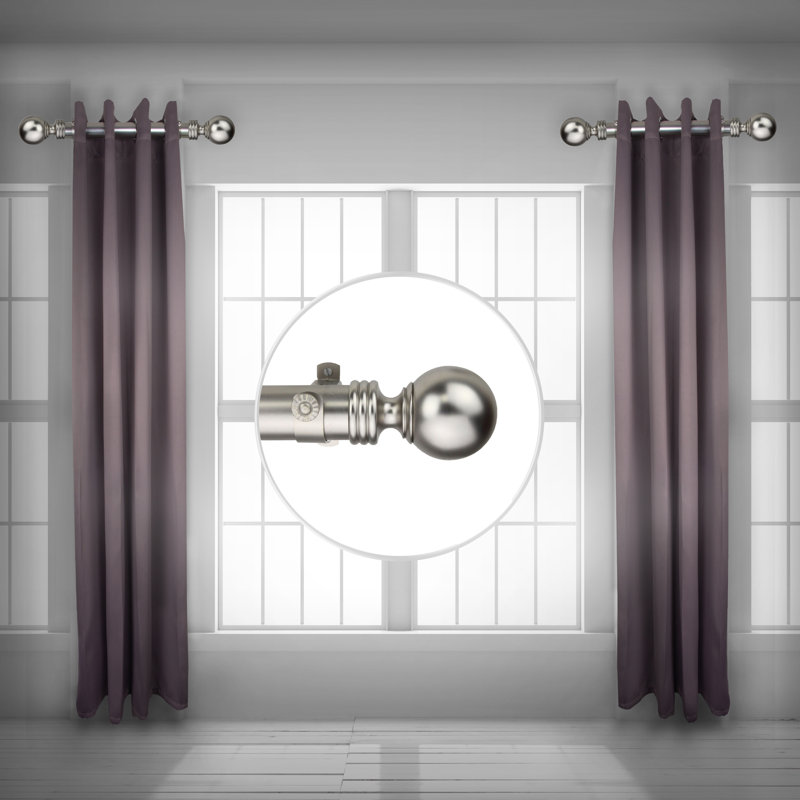 Tringle à rideaux double SantaMarina, H 1,5 po x l 24 po x P 1,5 po, Nickel satiné