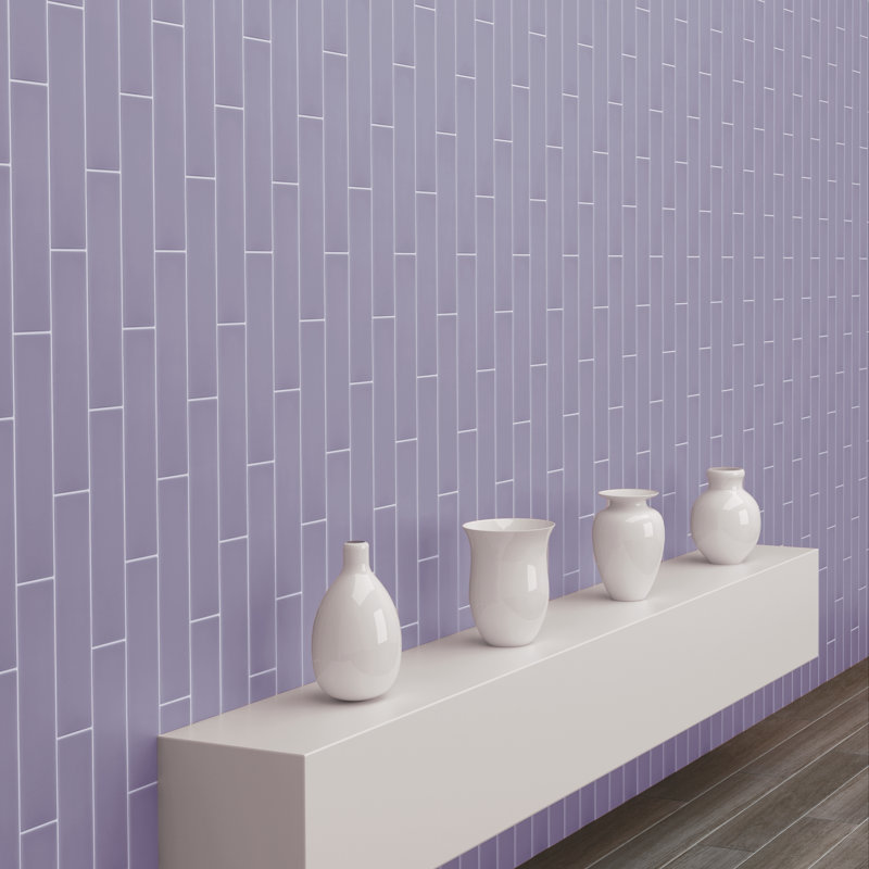 Curvaceous 3" x 12" Ceramic Wall Tile, Lilac