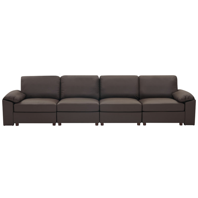 Canapé modulaire moderne avec repose-pieds en cuir de polyuréthane Marybelle Marybelle, Brown