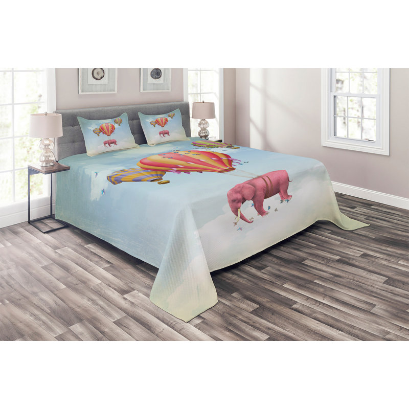 Elephant Coverlet, King Bedspread + 2 Shams