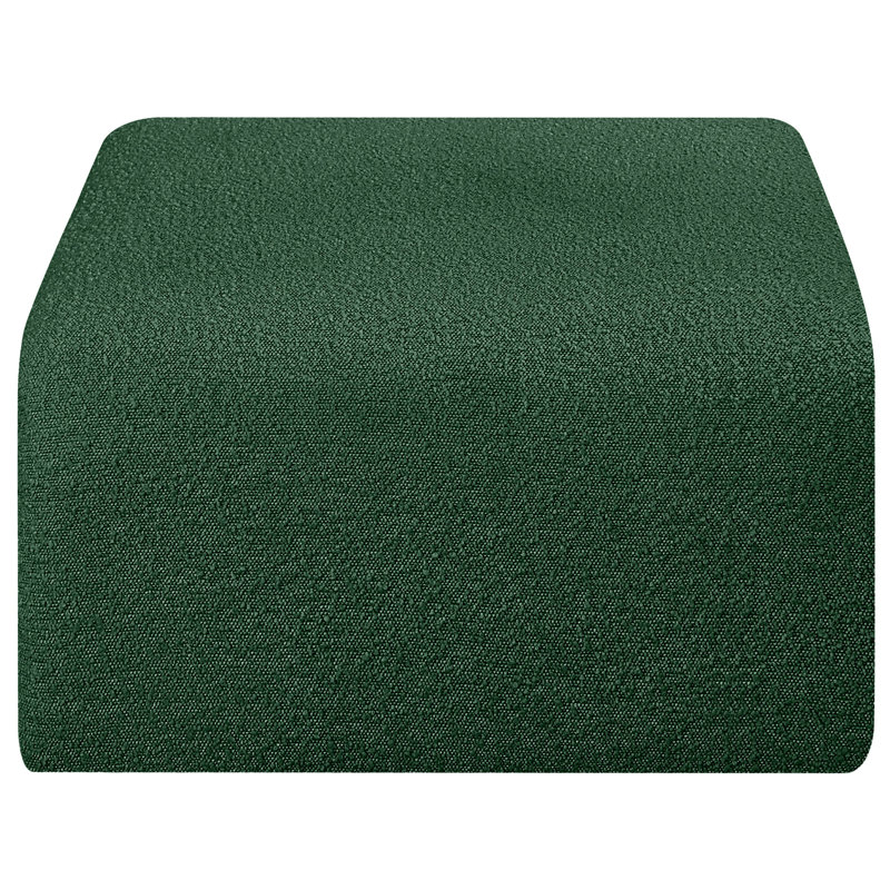 Hisanaga Upholstered Ottoman, Green Boucle Fabric