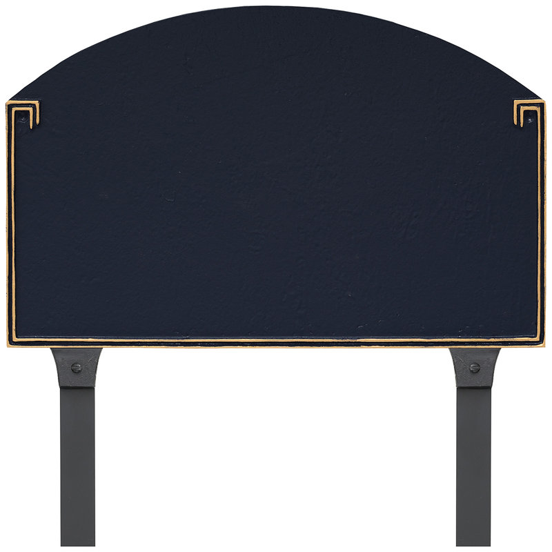 Enseigne d’adresse pour pelouse sur 2 lignes Georgetown, Bleu marine / doré, Oui