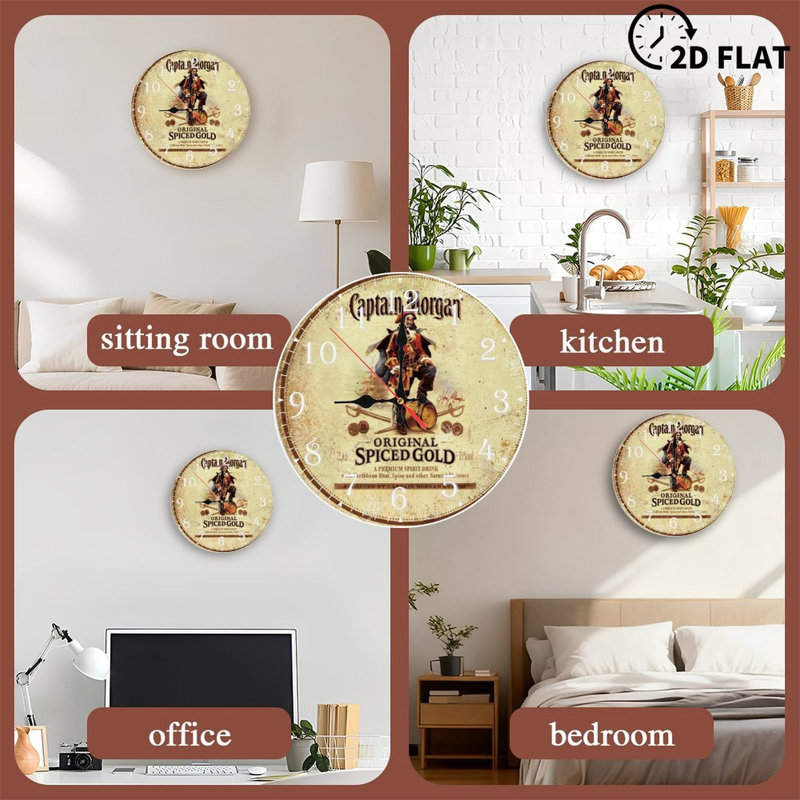 Horloge murale en bois 10 po, mouvement silencieux, à piles (piles AA non incluses), décor artistique, parfait pour les décorations