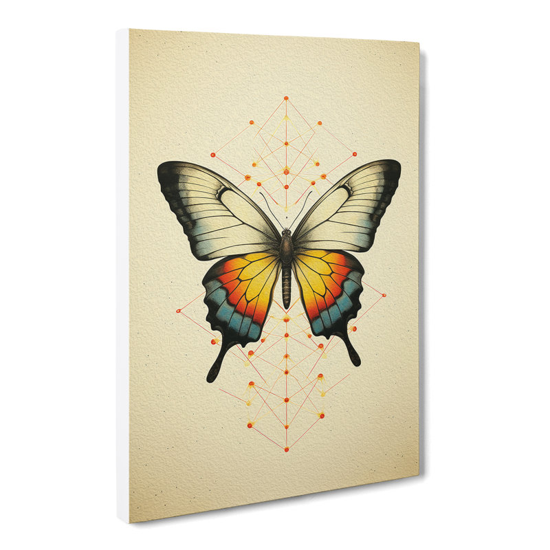Butterfly Geometric No.2 - Wrapped Canvas, 60cm H x 40cm W x 3cm D
