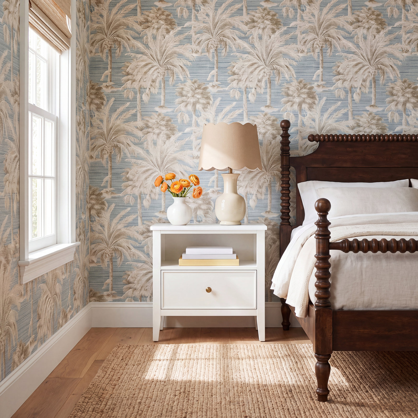 Paonia 27' x 27" Texture Wallpaper Roll, Blue