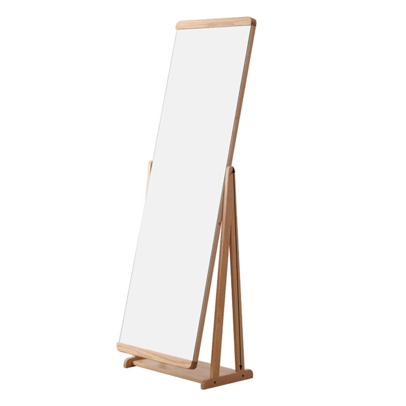Nordic-Style Frameless Solid Wood Full-Length Mirror