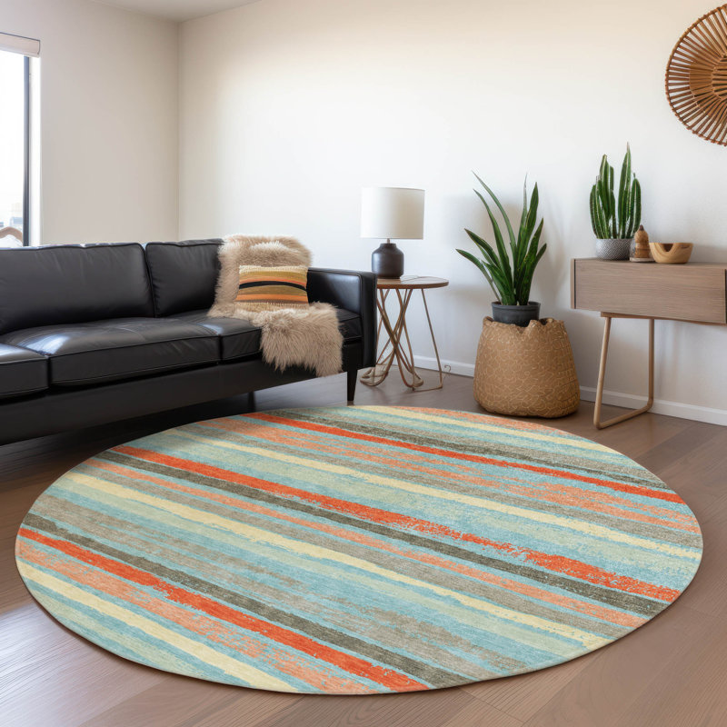 Tapis d'intérieur / extérieur bleu Sylira , 8 pi x 8 pi