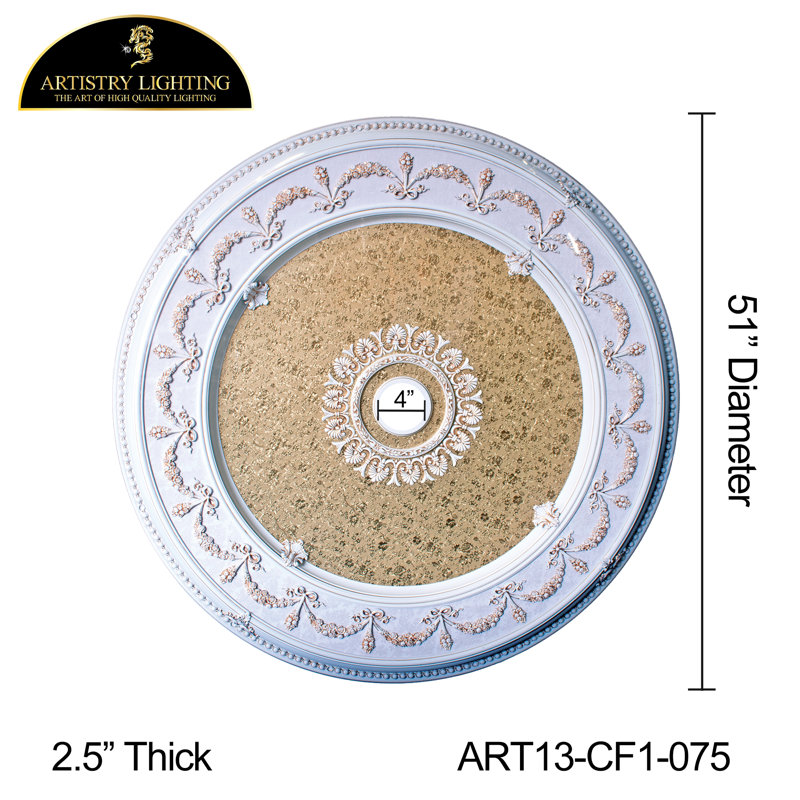 Motif floral rond doré 51 po, Chrome