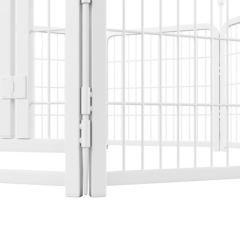 Parc pour chien pliable 24 po de hauteur, 8 panneaux, enclos pour chiots robuste, intérieur extérieur, rouille, fer, pour différentes tailles d'animaux de compagnie, rouille et zone affectueuse