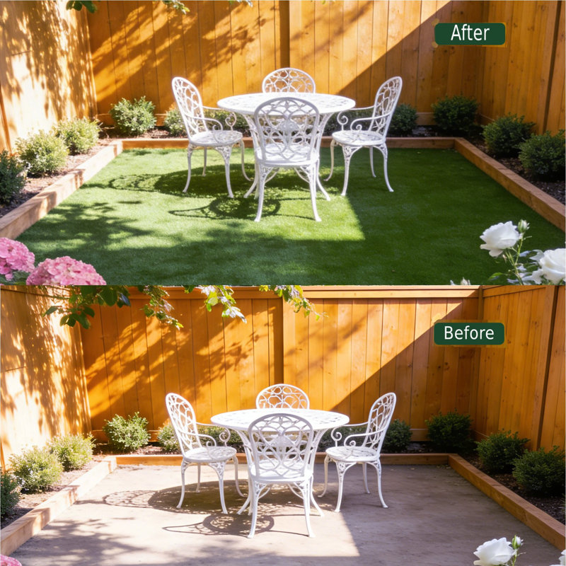 Tapis de gazon artificiel vintage Confote 3,66 m x 3,66 m, gazon rétro de 15 mm pour terrasse, jardin, balcon et décoration de location