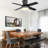 44" Black Modern Ceiling Fan with Lights and Remote, 6 Speed Reversible Flush Mount Ceiling Fan with DC Motor-1202855814-1202855815