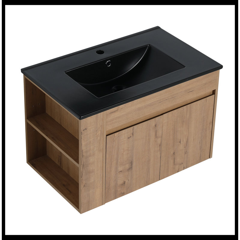 30'' Single Bathroom Vanity with Ceramic Top, Black