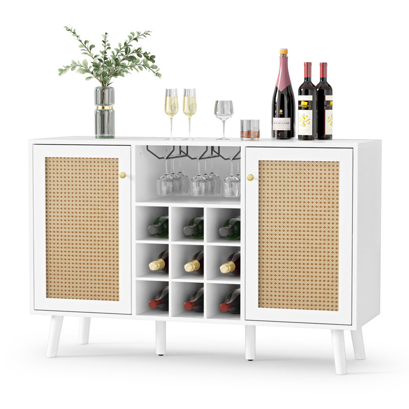 47.2'' Wine Bar Cabinet with Wine Rack, White
