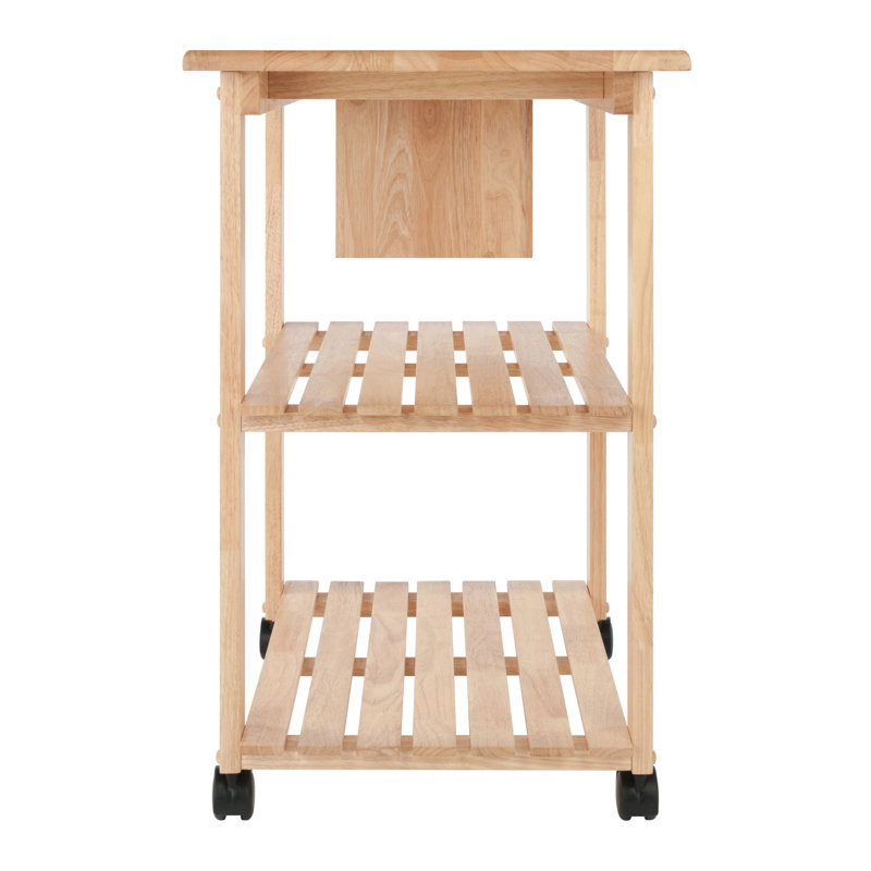 Winsome Natural Wood Kitchen Cart with Wine Rack and Storage