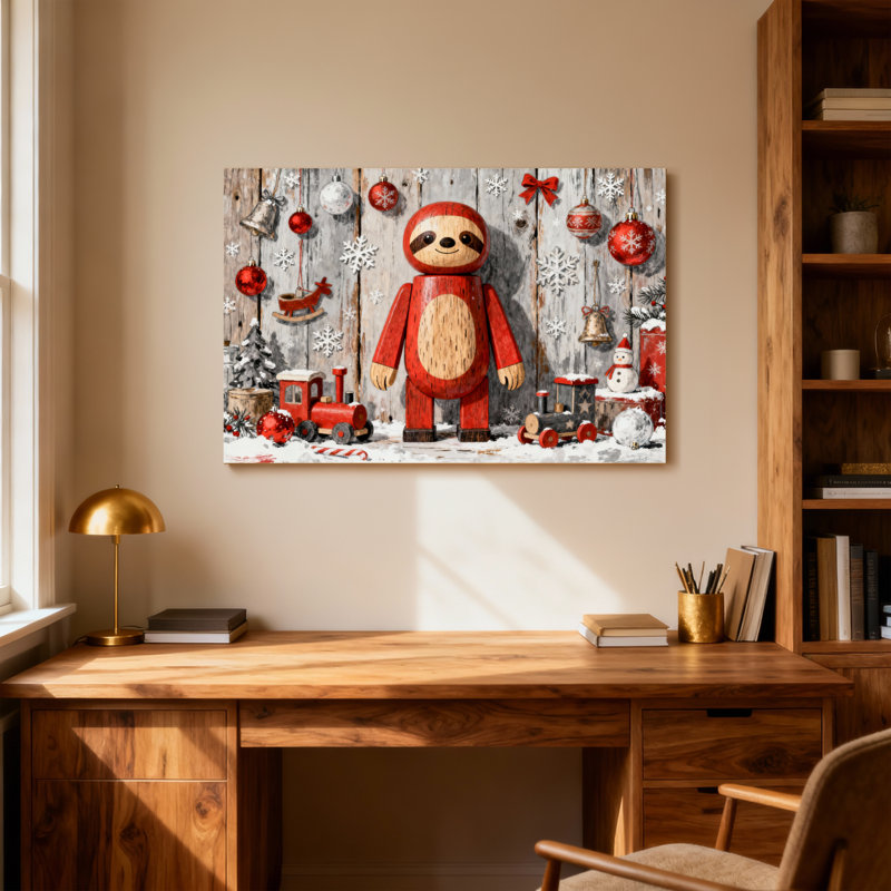 Scène de jouets en bois, H 16 po x l 24 po