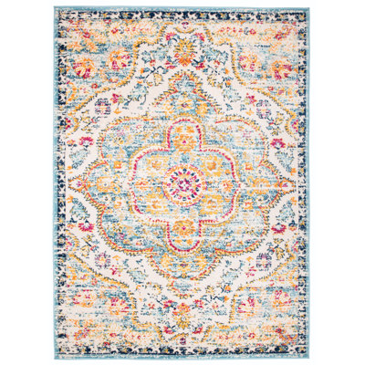 Furtado Oriental Blue/Yellow/Pink Area Rug