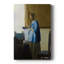 Femme en bleu lisant une lettre sur toile tendue-1286647418
