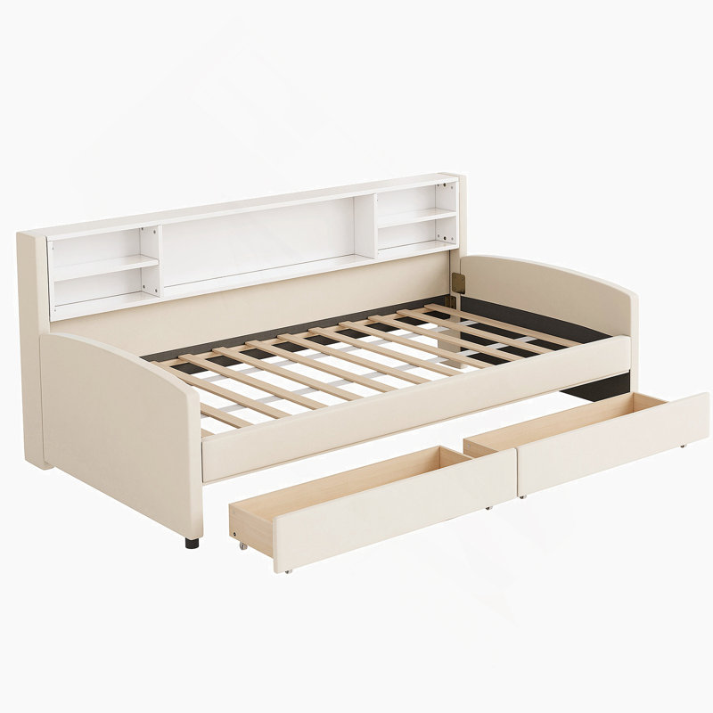 Upholstered Platform Bed With Drawers