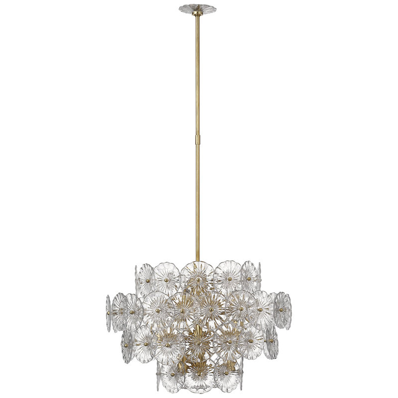 Julie Neill Gianna 24" Chandelie, Clear, Burnished Silver Leaf