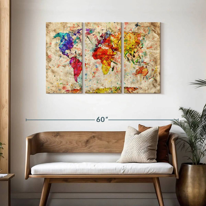 Aliaz Retro Expression World Map, 28" H x 45" W