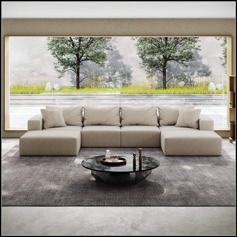 Canapé modulaire surdimensionné confortable pour le salon et la chambre à coucher, élégant et polyvalent, Beige