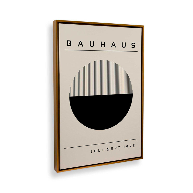 Impression éclipse de géométrie du Bauhaus, Cadre flottant or poli, H 48,75 po x l 32,75 po x P 1,75 po