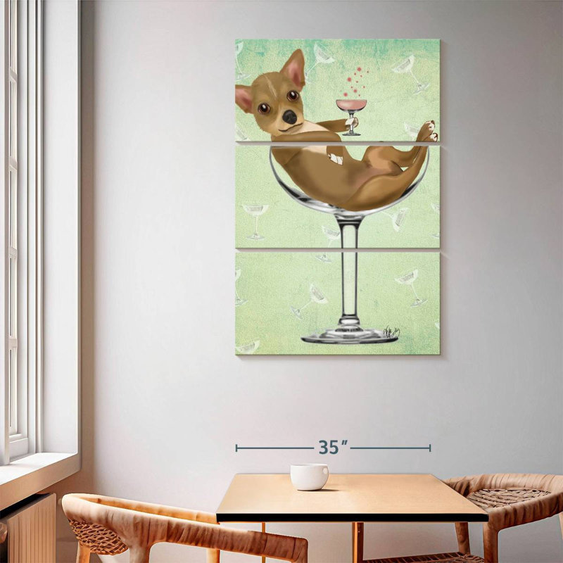 Brampt Chihuahua In Cocktail Glass, 65" H x 42" W
