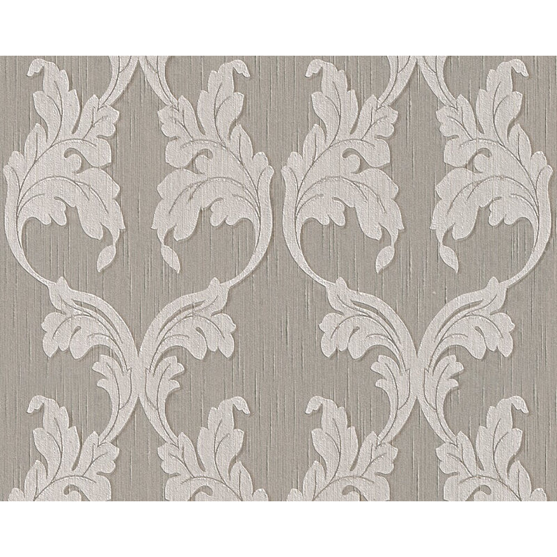 Rouleau de papier peint l 33 pi x l 21 po baroque fabric Sharleen, Gris