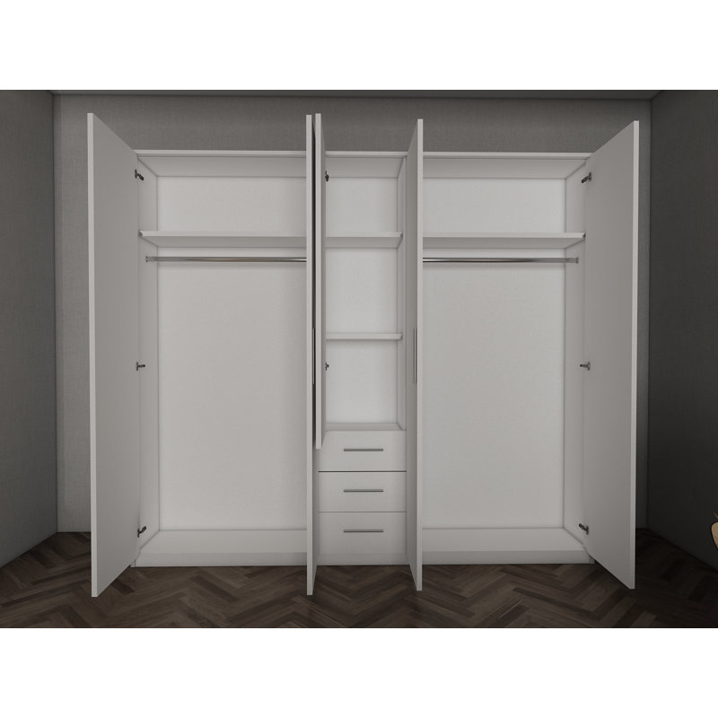 Pamel 5 Door Manufactured Wood Wardrobe, Gloss Black