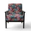 Fauteuil d'appoint rembourré bleu et rose avec pivoines et fleurs