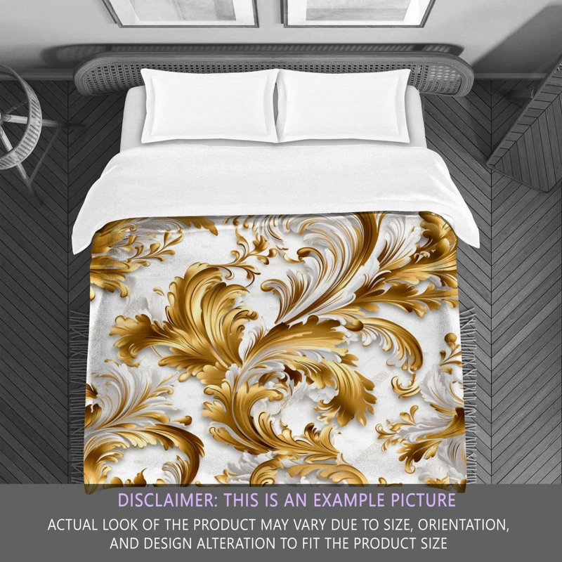 Polyester Comforter, Gold/White Floral, Queen Comforter