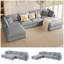 Canapé modulaire en chenille modulaire de 128 po en forme de U avec 2 repose-pieds mobiles-1278157686