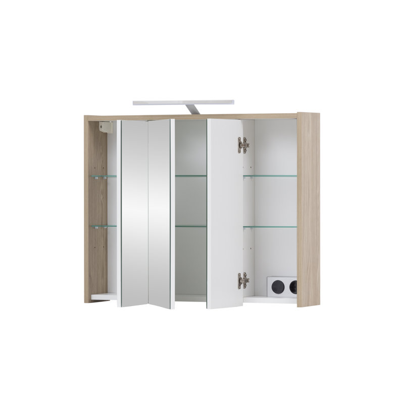 Calvin-Leigh Mirror Cabinet with LED Lighting, 60cm H x 74.5cm W x 16cm D