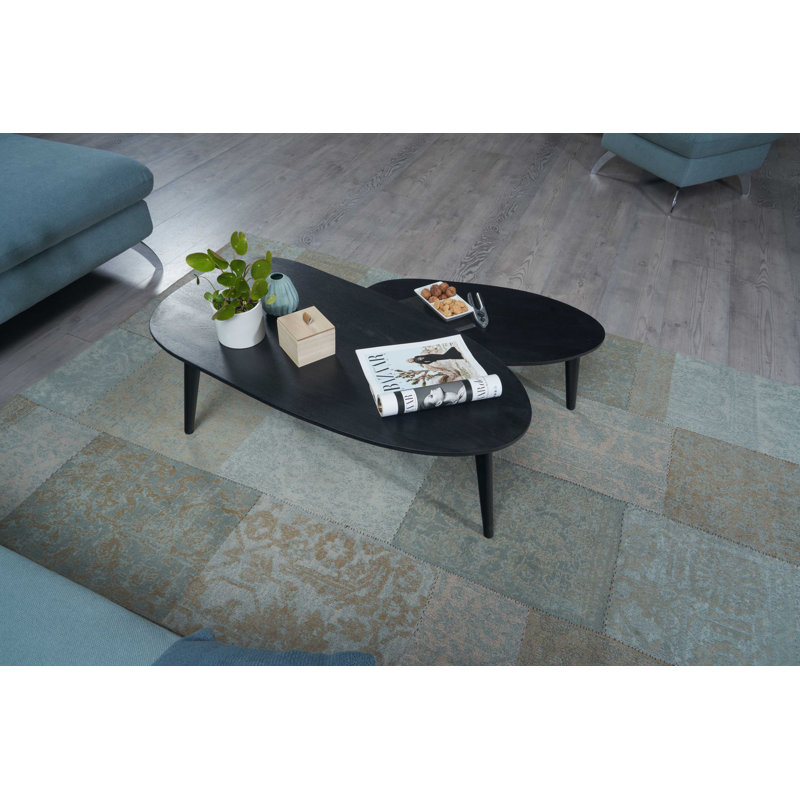 Macau Solid Wood Three Leg Coffee Table, Black