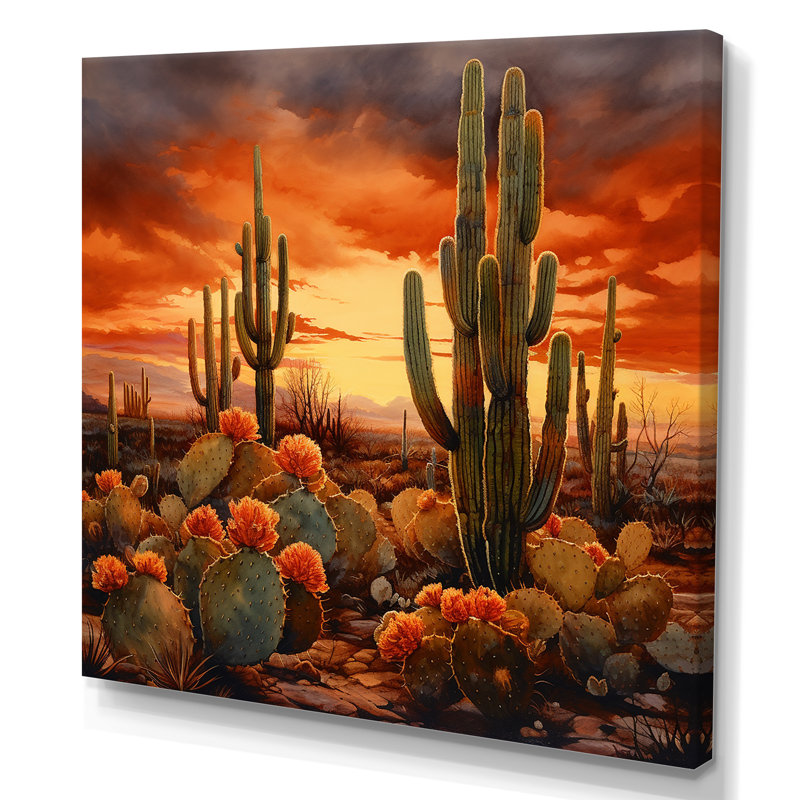 Impression sur toile cactus cuivré au Nevada, H 30 po x l 30 po x P 1 po, Toile tendue