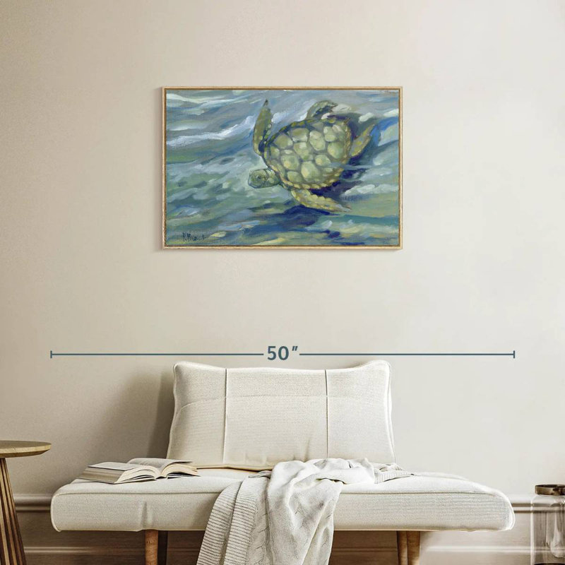 Tortue de mer East Point, Cadre flottant en bois naturel, 31 po x 21 po