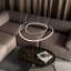 Perspections Modern LED Pendant Lamp Dining Table 35W Led 2-Ring Led 3000K Warm White Hanging Lamp In Chrome Made Of Iron Us Aluminium Living Room Ceiling Light Bedroom Height Adjustable Hanging Lamp Chandelier [Energy Class A++]