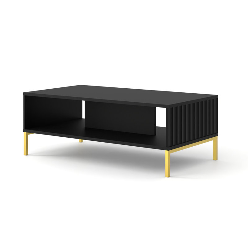 Patriki Four Leg Coffee Table with Storage, Black