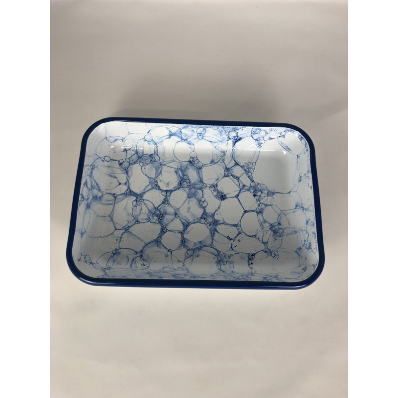 Ivy Bronx Brogel Platter, 4cm H x 26cm W x 18cm D, White/Blue