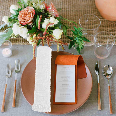 42 Pack Napkins Cloth Handmade Cloth Napkins with Fringe  Napkins 16 x 16 Inch Rustic Dinner Napkins Cloth Bulk for Wedding Party Dinner Table
