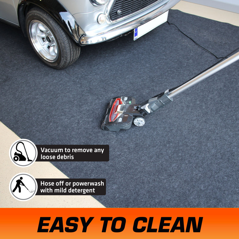 Charcoal Small Vehicle Garage Floor Mat with Double Sided Tape