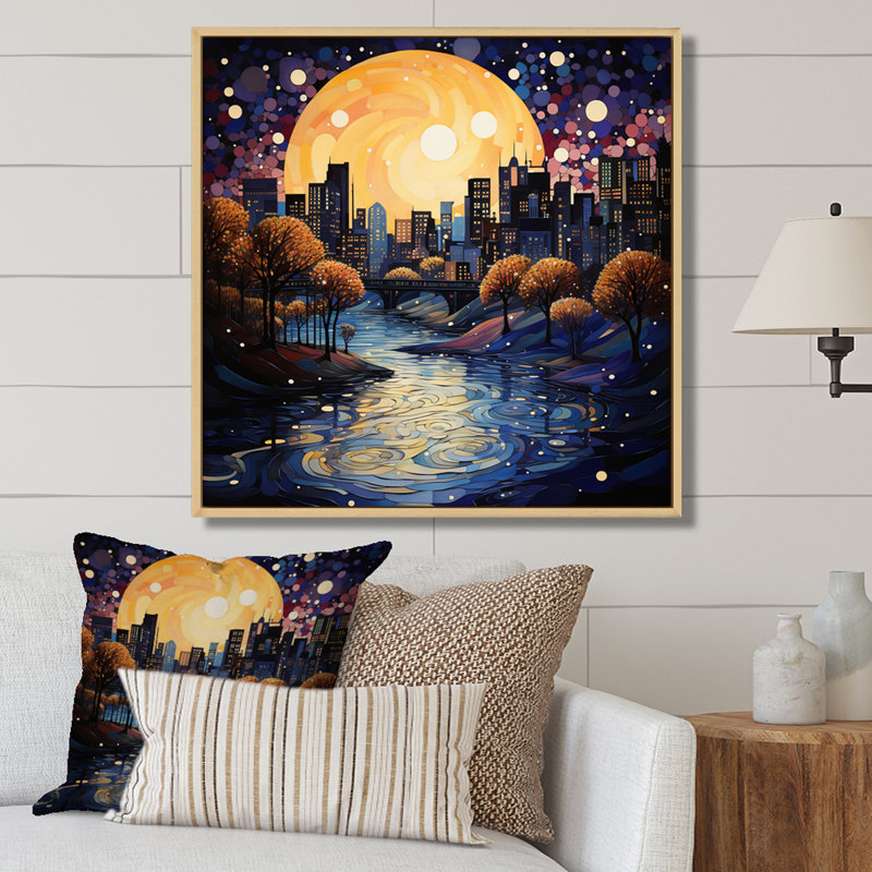 " Harlem Renaissance Reflections Pointillism III ", Natural Floater Framed, 30" H x 30" W x 1" D