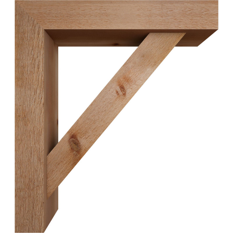 Traditional Block Bracket w/ Offset Brace, 32 x 28, 6"W Western Red Cedar (Rough Sawn)